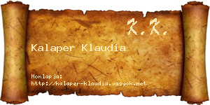 Kalaper Klaudia névjegykártya